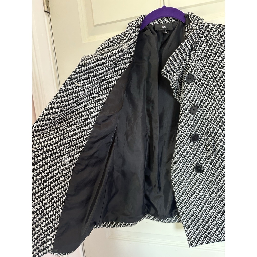 Vintage Amy Byer Pea Coat‎ Girls Black And White Double Breasted Size S NO BELT - Picture 5 of 10